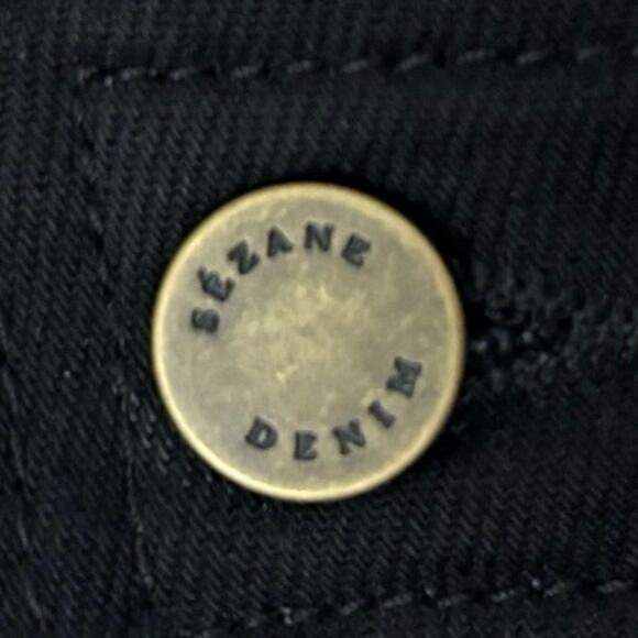 Sézane Black High Rise Denim Jeans Sz 42 (US 10)Organic Cotton Straight Leg NWT - Picture 6 of 8